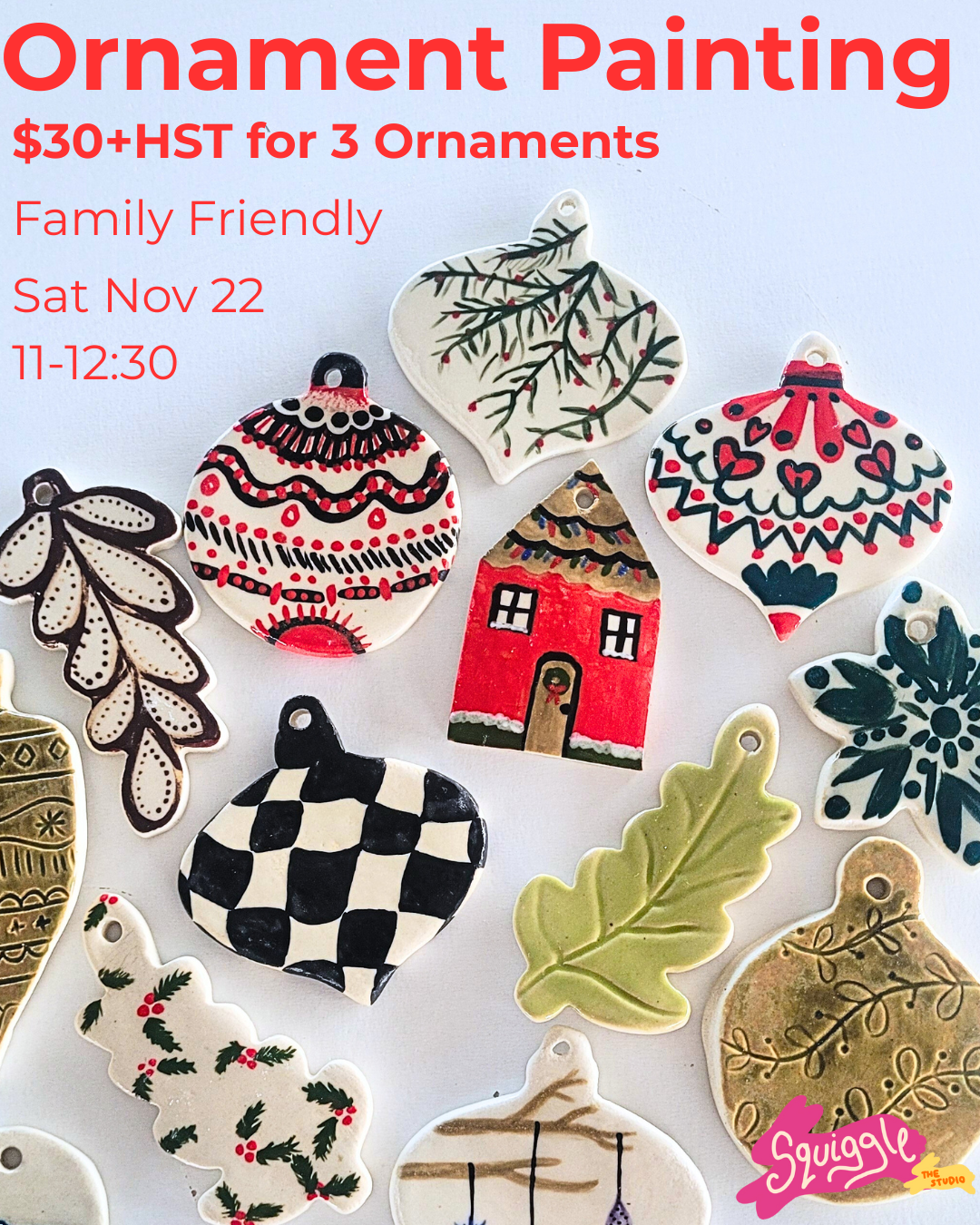 PYO Ornament Workshop- Sat Nov 22- 11-12:30
