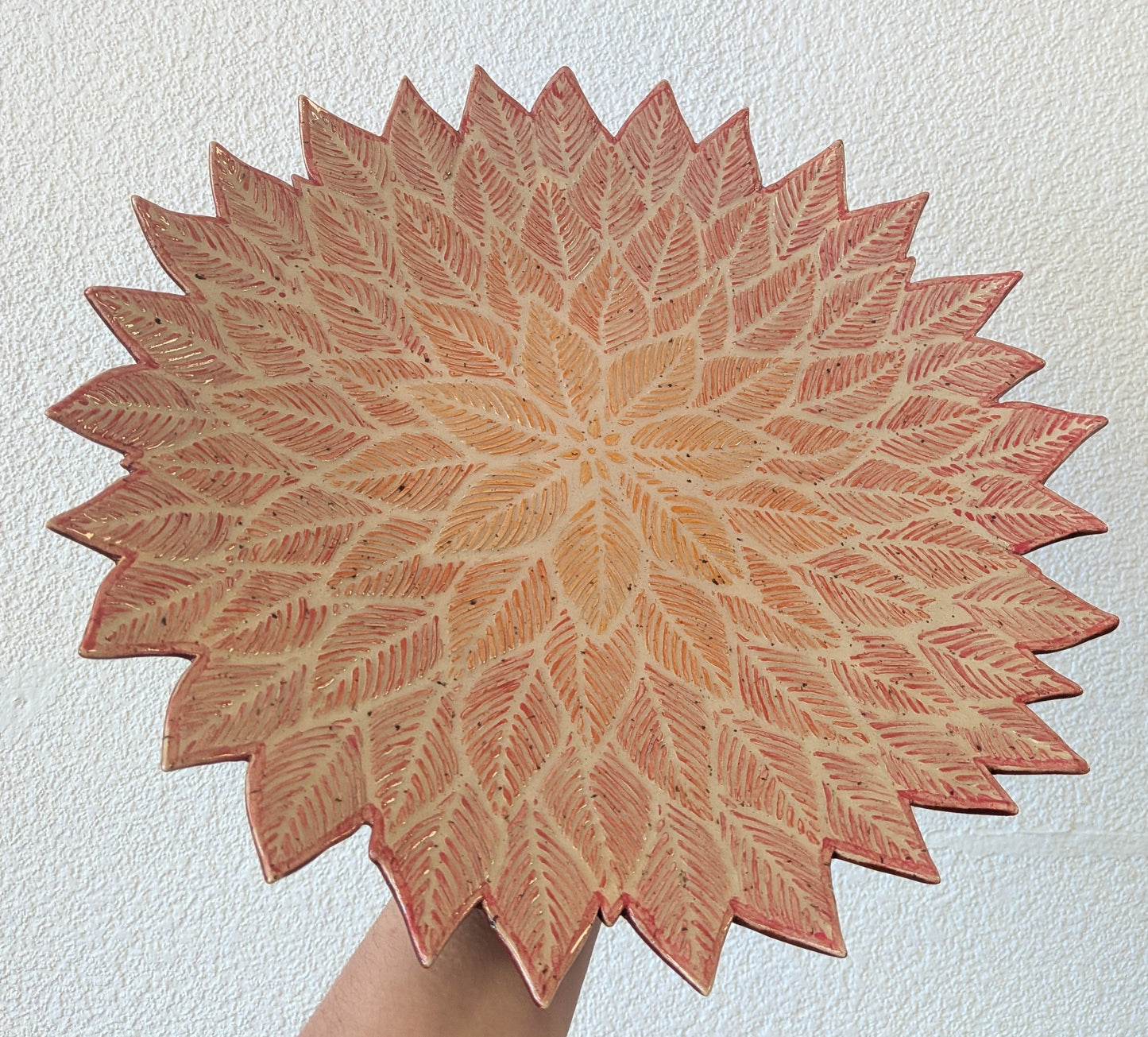 Red and Orange Sgraffito Platter - Tal Shichor