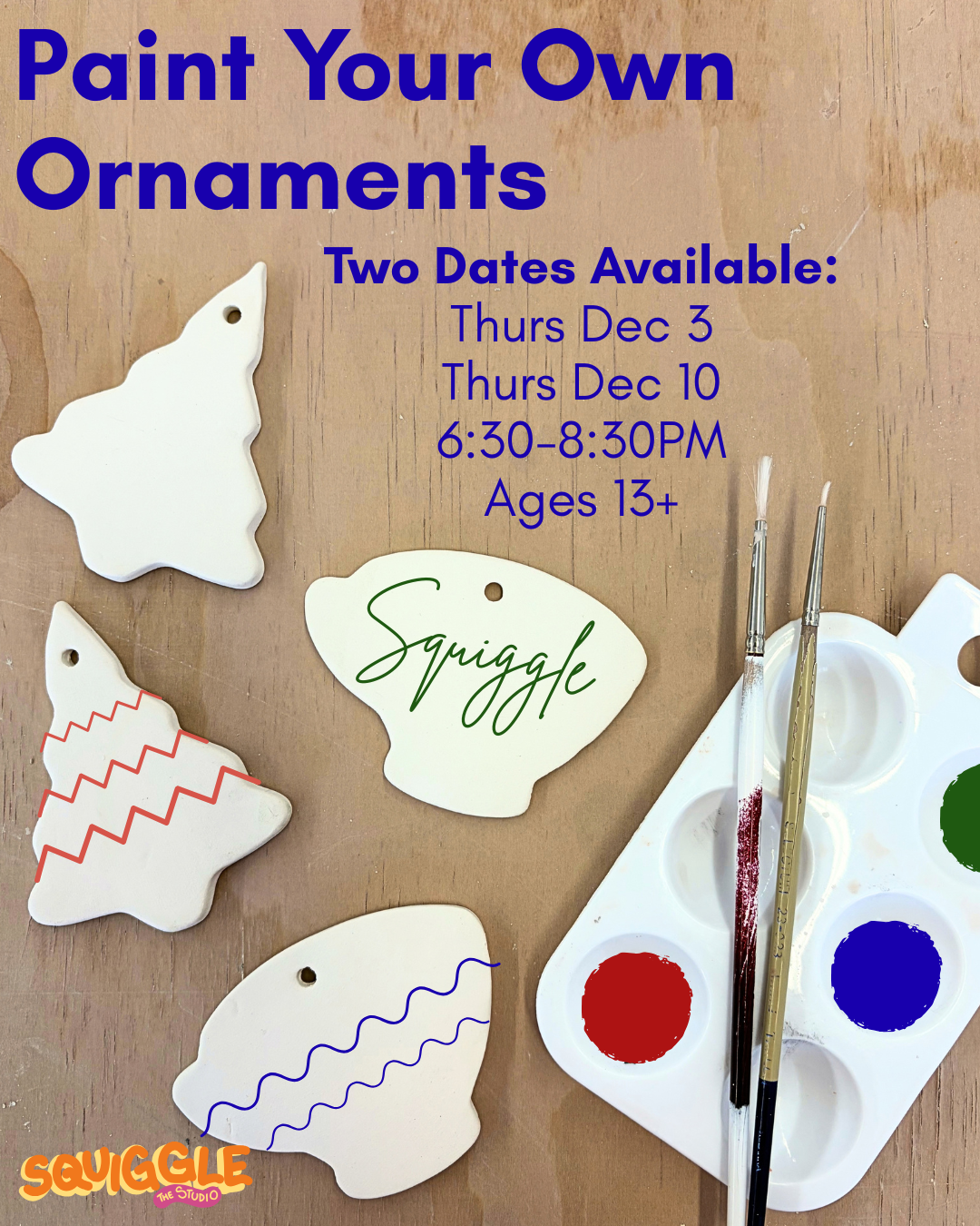PYO Ornament Workshop- Th Dec 3 & Th Dec 10 - 6:30-8:30PM