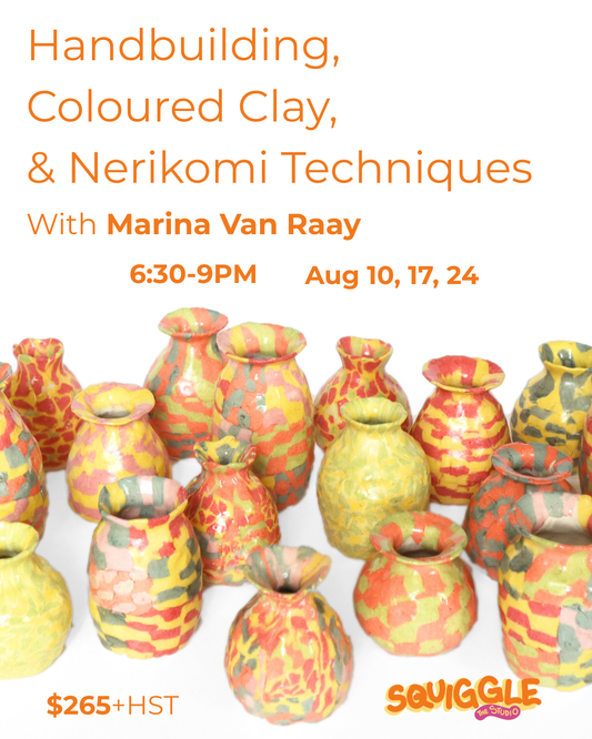 Handbuilding, Coloured Clay, & Nerikomi Techniques -Mon Aug 10, 17, 24 - 6:30-9PM