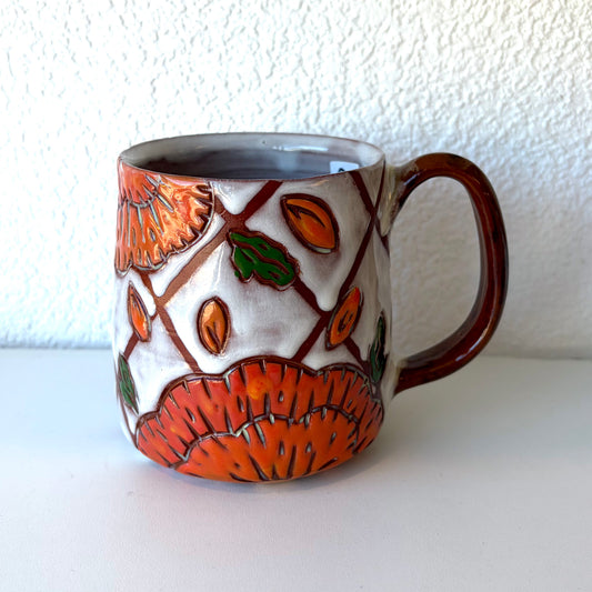 Orange Floral Mug - Zoe Pinnell