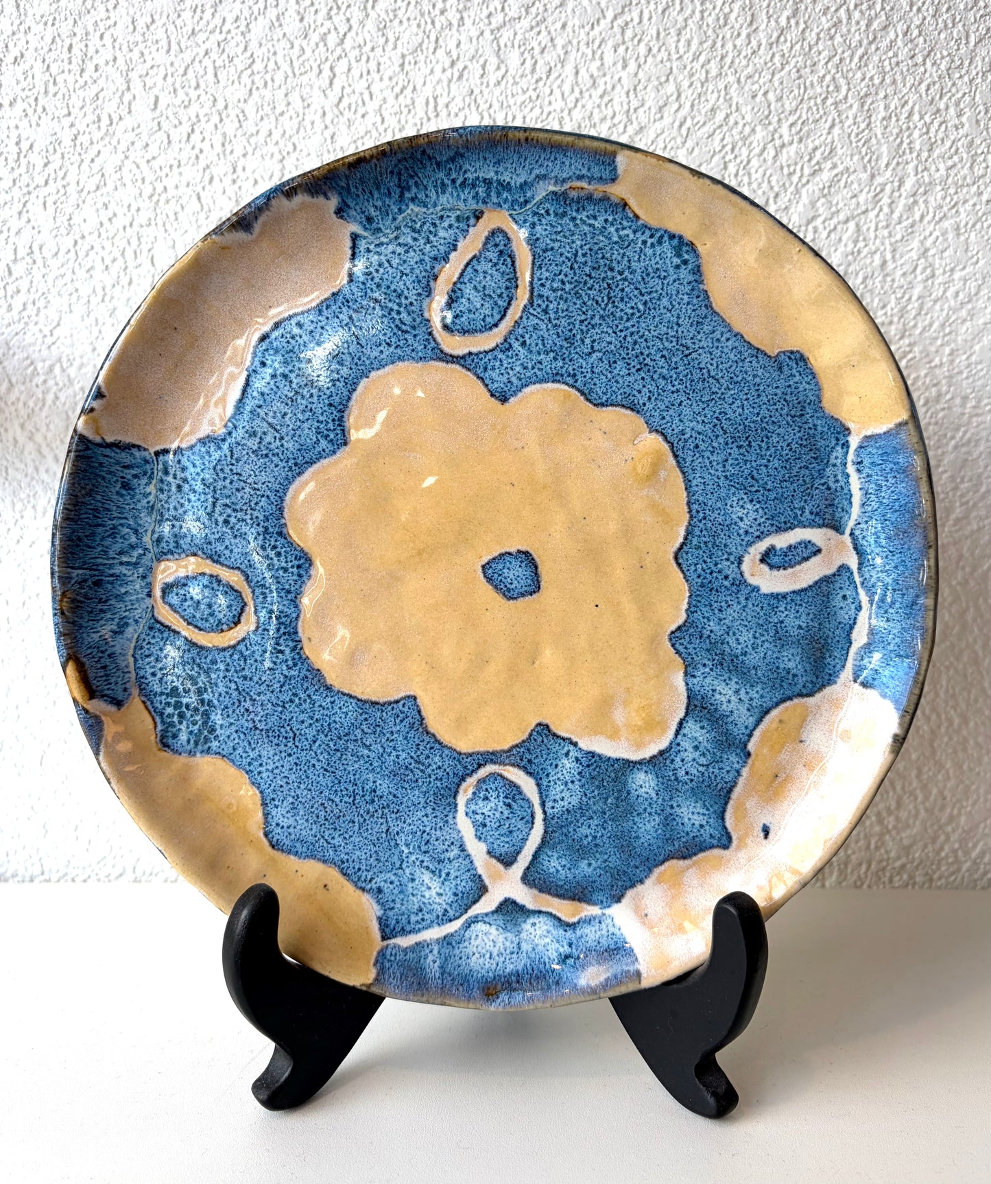 Yellow and Blue Floral Plate - Zoe Pinnell