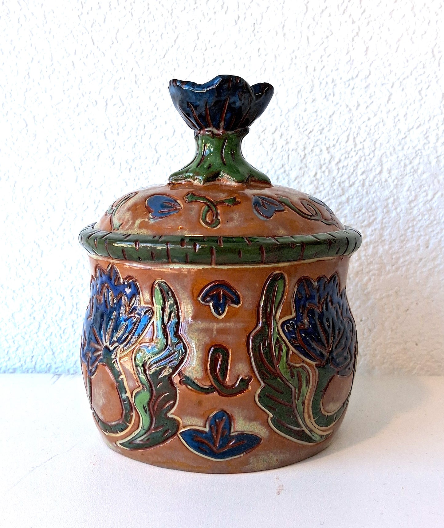 Navy Floral Oval Jar - Zoe Pinnell