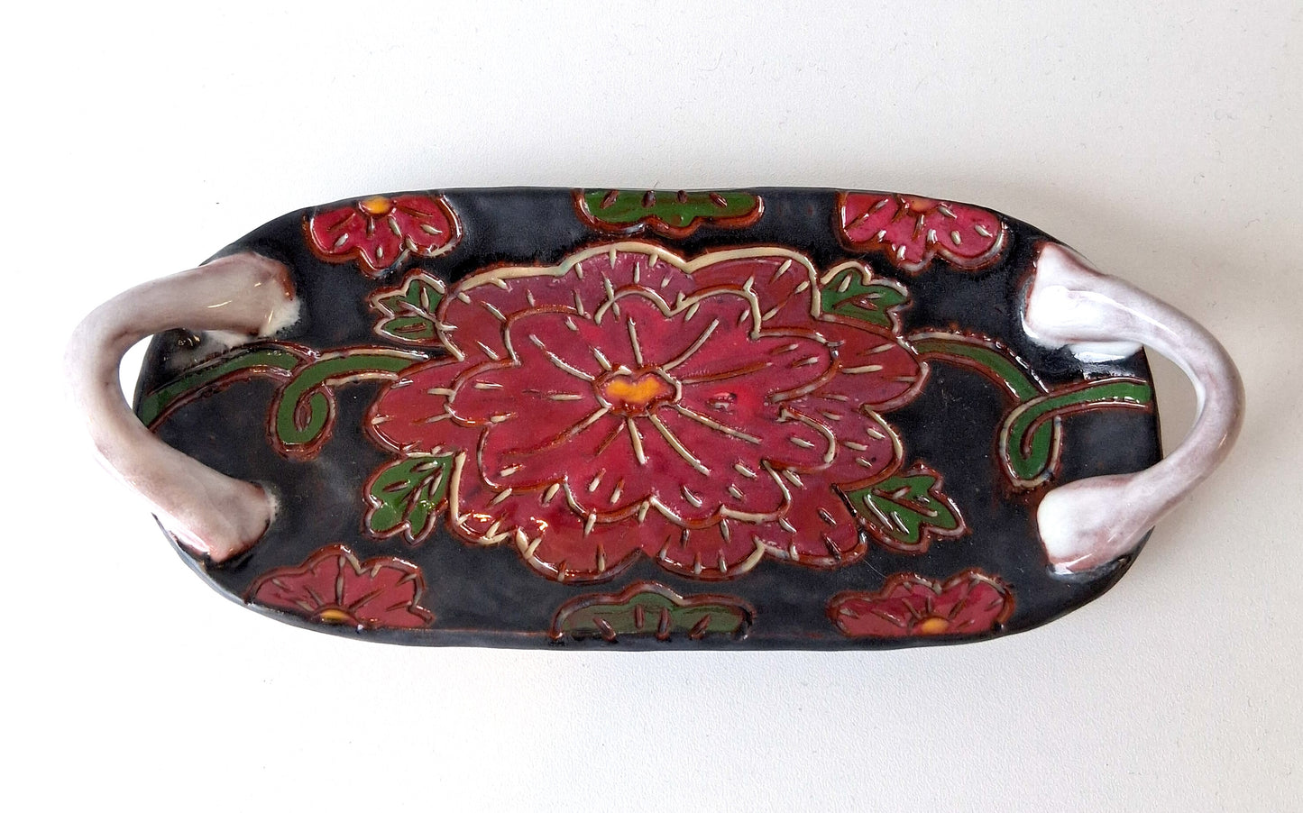 Red Floral Tray- Zoe Pinnell