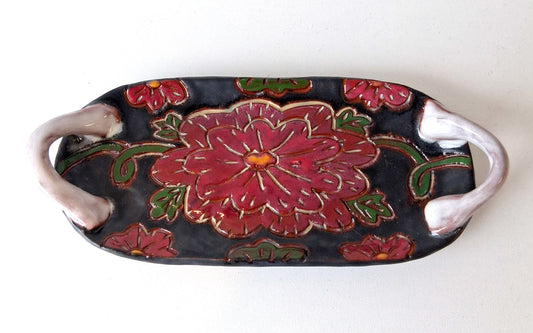 Red Floral Tray- Zoe Pinnell